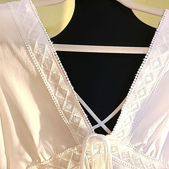 Essue White Sheer Dress with Criss-Cross in back with Cut-out,  Size Small - Picture 5 of 7